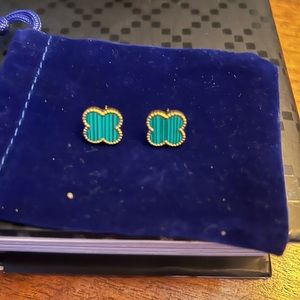 Green Clover 14K Gold Plated Earrings